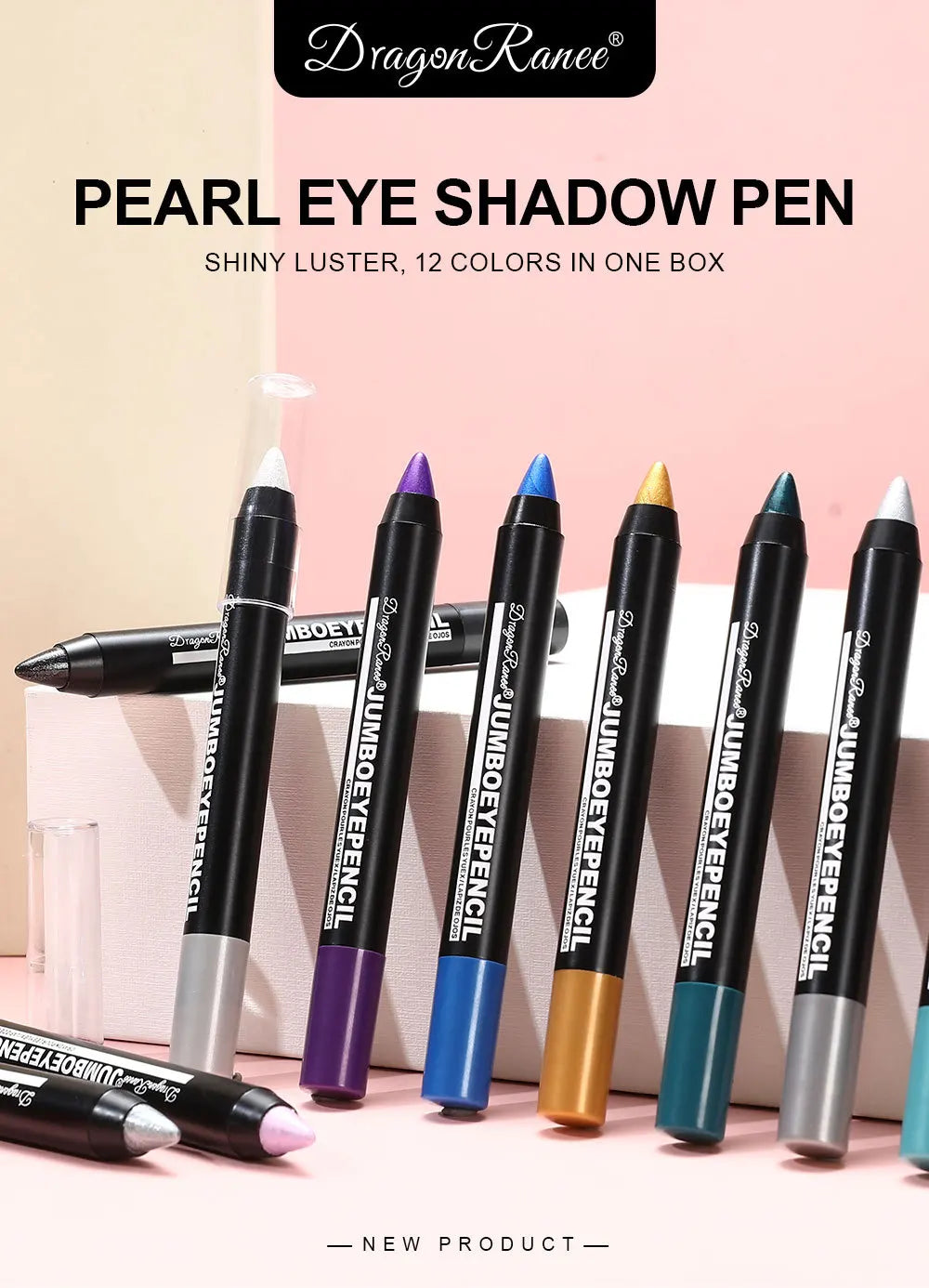 Smoky Dark Green Eyeshadow Pencil Stick Waterproof Pearlescent 12 Colors Metallic Glitter Eye Shadow Highlighter Pen Makeup Tool