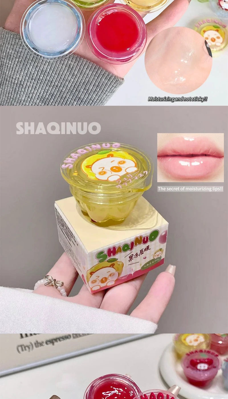 Shaqinuo Jelly Lip Mask Moisturizing and Hydrating Sleep Fruit Lip Balm for Students to Reduce Lip Lines and Prevent Dryness, a Christmas Gift Essential for Autumn and Winter.