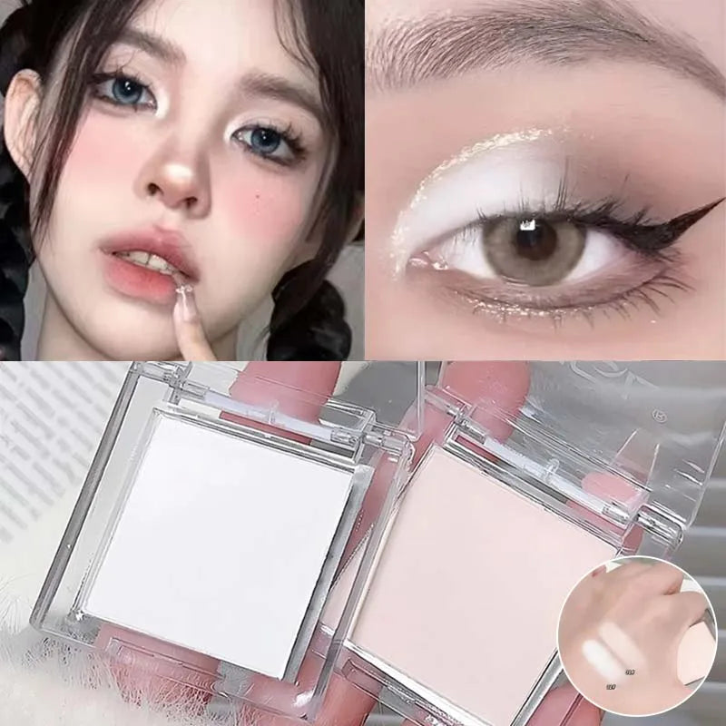 Matte Highlighter Powder Eyeshadow Palette White Long Lasting Natural 3D Brightening Eye Makeup Palette Brighten Face High Gloss