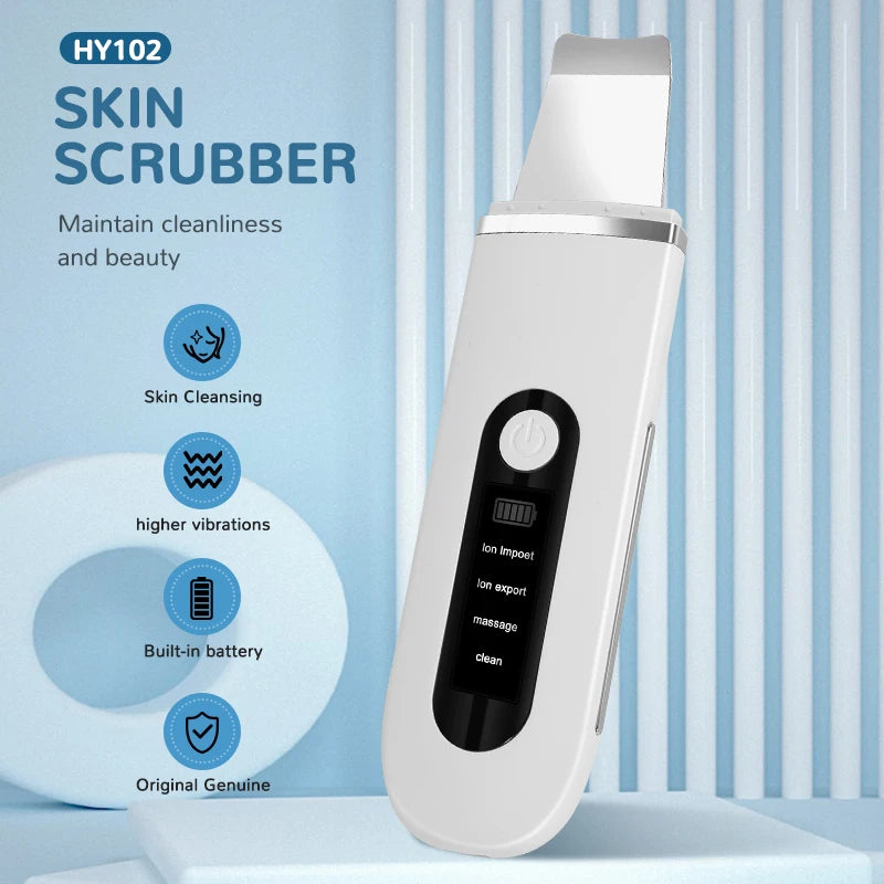 Lady Care Ultrasonic Skin Scrubber 4 in 1 Ion Import Export Facial Cleansing Spatula Blackhead Remover for Pore Purifying