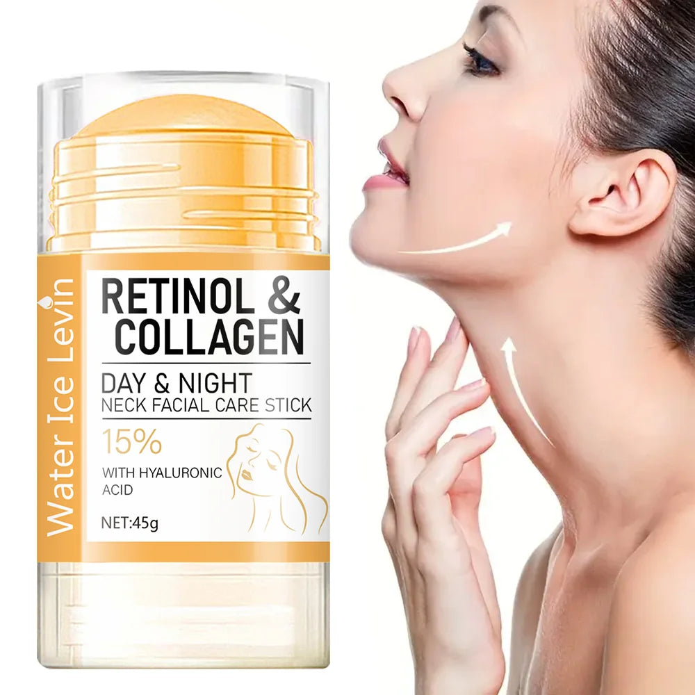 45g Retinol and Collagen Day and Night Neck Cream Facial Stick, Hydrating and Moisturizing, Non-Greasy, Easy to Use, Easy to Absorb, Gentle and Non-Irritating, Deeply Absorbed!