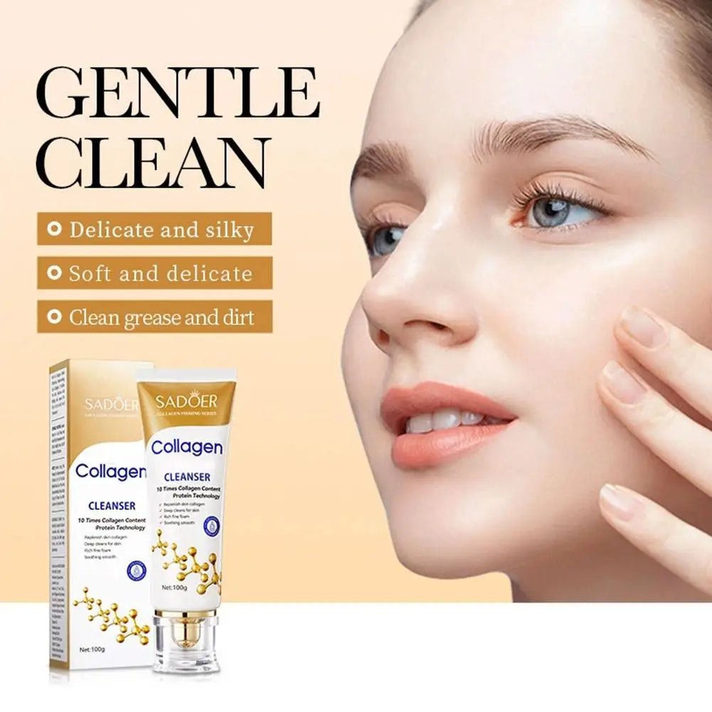 Collagen Cleansing Foam, Gentle Foaming Facial Cleanser With Collagen Face Wash For Deep Cleansing & Hydration Skincare 100g