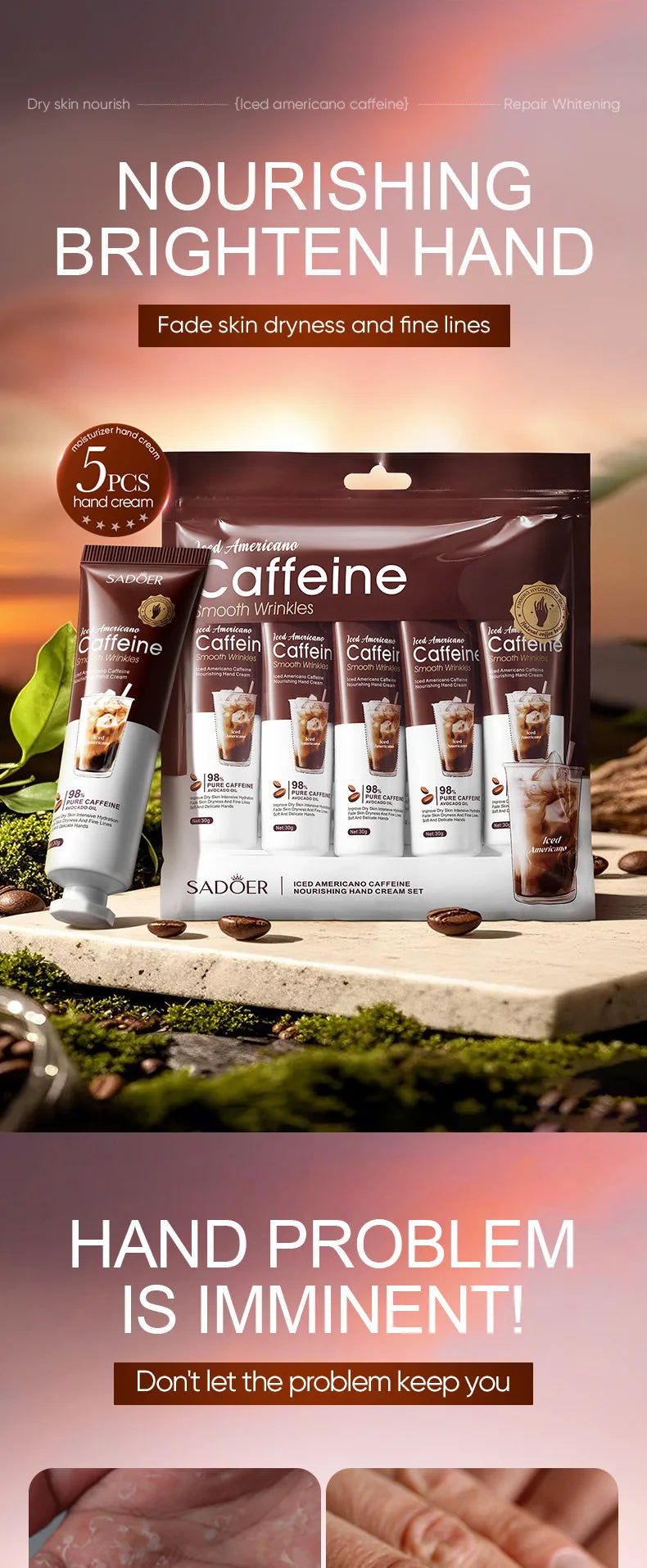 Ice American Coffee Hand Cream Set Deeply moisturizes and protects hands during the autumn and winter seasons.