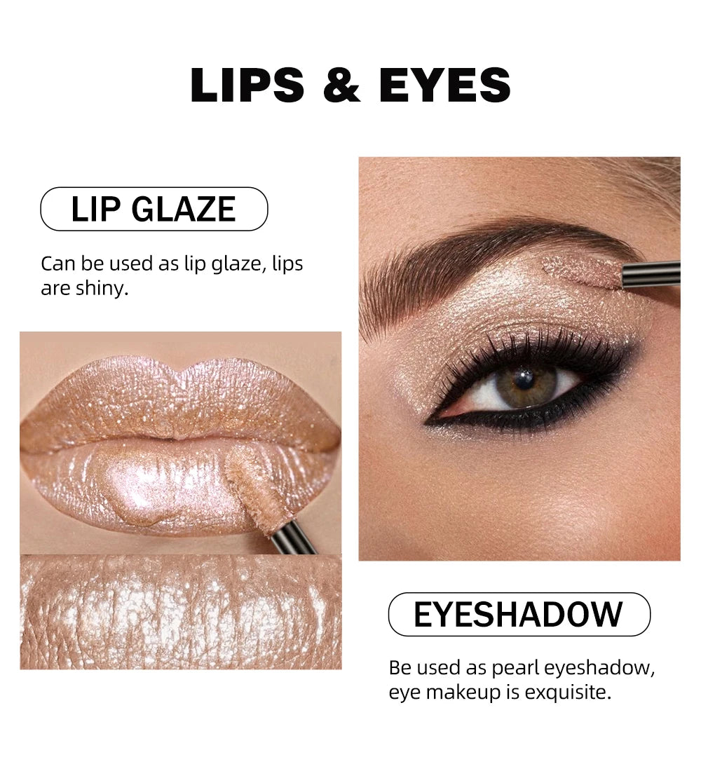 QIBEST Glitter Diamond Liquid Lipstick Waterproof Long Lasting Pearl Shiny Lip Gloss Metal Charming Women Lip Makeup 6 Colors