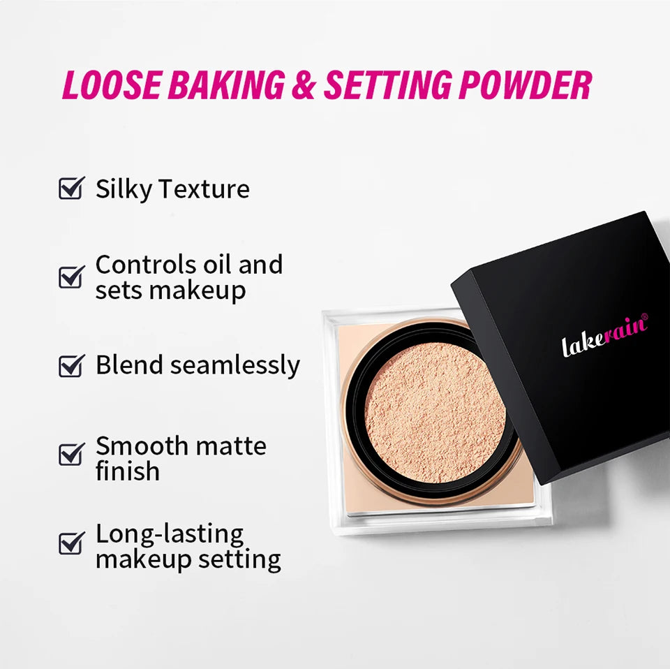 Lakerain Loose Baking Setting Powder Oil Control Natural Matte Finish Long Lasting Makeup Setting Powder Korean Cosmetic 4colors