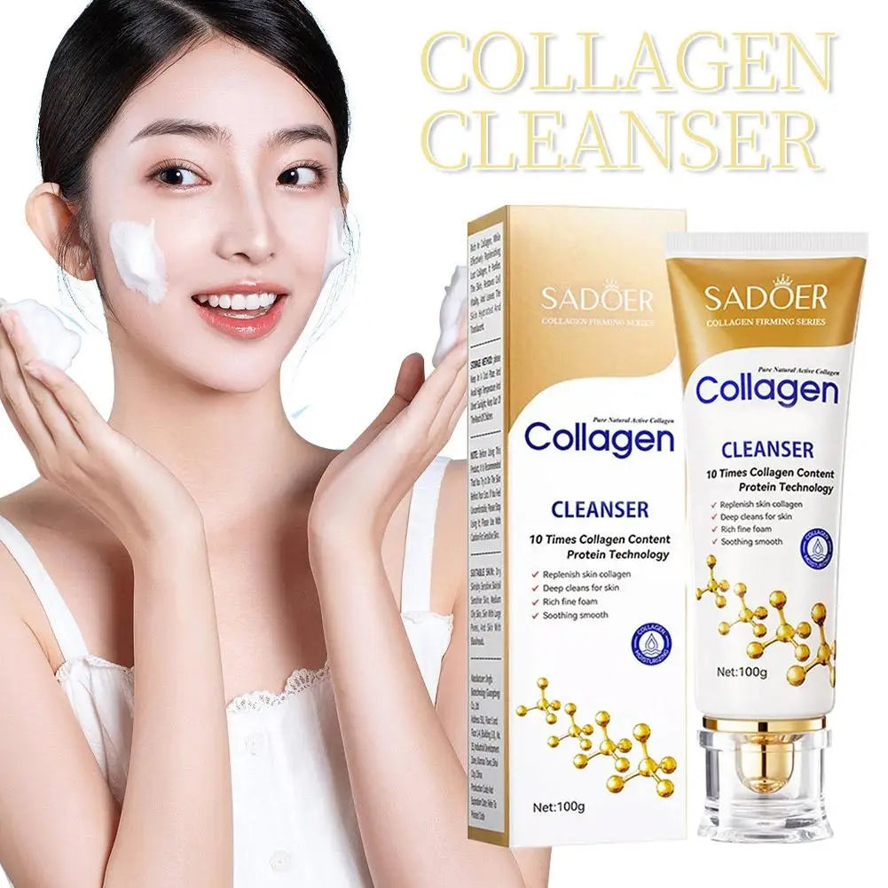 Collagen Cleansing Foam, Gentle Foaming Facial Cleanser With Collagen Face Wash For Deep Cleansing & Hydration Skincare 100g
