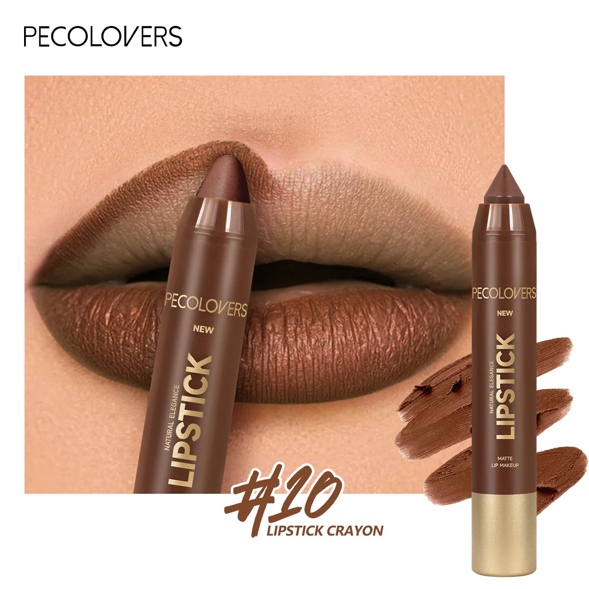 1PC Brown Matte Lip Liner Crayon, Smooth Application, Highly Pigmented, Long-lasting Wear, Lip Cosmetics
