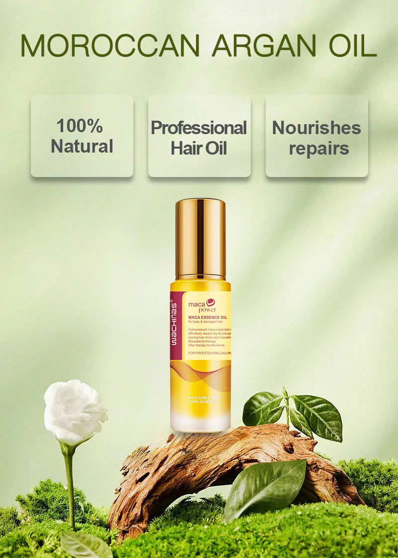 Moroccan Argan Oil Hair Serum - Nourishing Anti-Frizz Treatment for Smooth, Soft & Manageable Hair Vitamin E & Fatty Acids