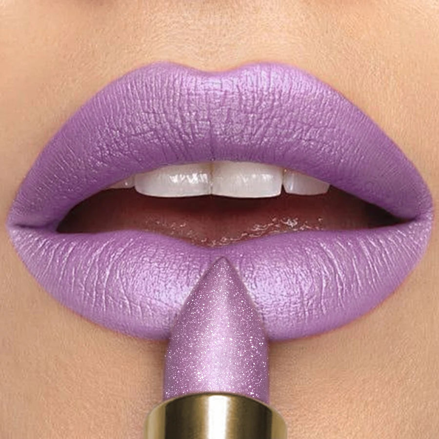 16 Colors 1PC Metallic Glitter Shiny Lipstick Lip Tint, Waterproof Senior Matte Lip Makeup Gifts for Women Cosmetic Lip Glaze