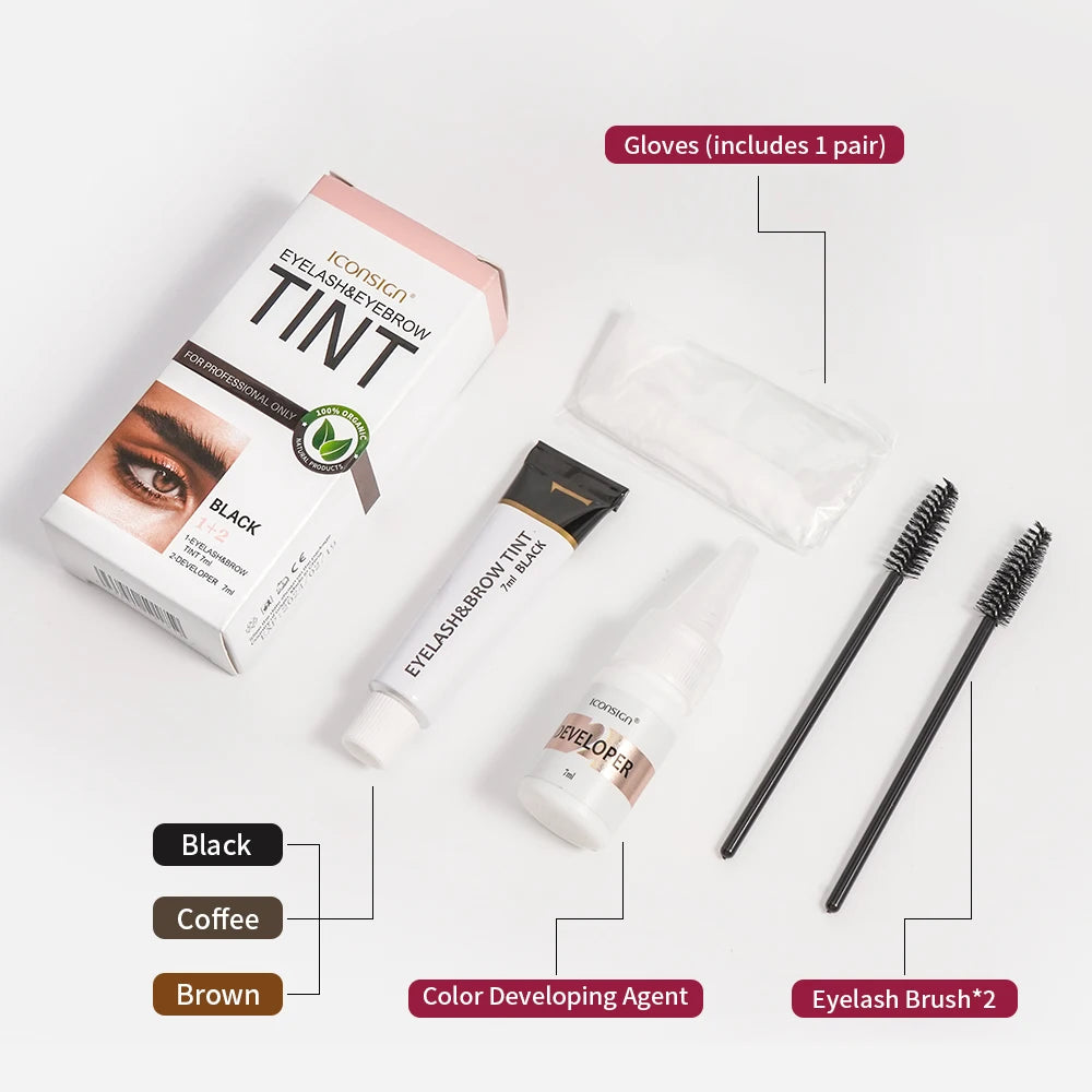 ICONSIGN Eyelash Eyebrow Dye Tint Kit Mascara Lift Tinting Tattoo Eyes Makeup Tools Keep 60 To 80 Days