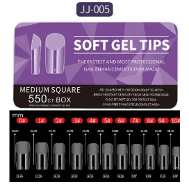 550Piece Medium and short soft gel nail tips Medium Apricot/Coffin Head Full Coverage Matte Extension Tool  Press-On Nail