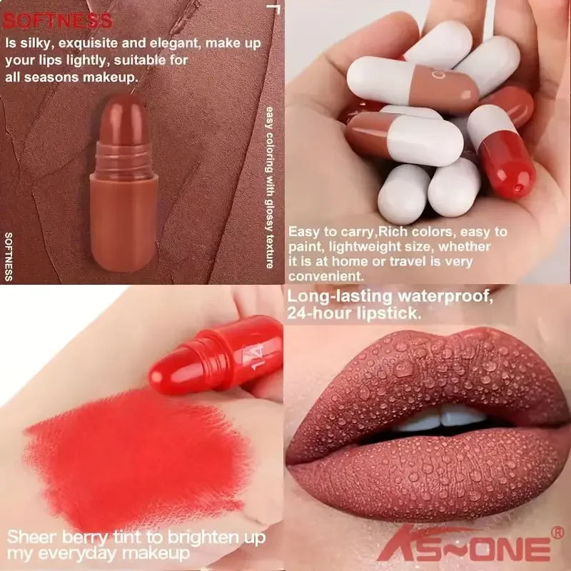 18-Piece Mini Lipstick Set, Matte + Lip Gloss Combination, Capsule Lipstick, Lip Plumping, Waterproof Lip Liner, Long-Lasting and Non-Fading, Portable Travel Style