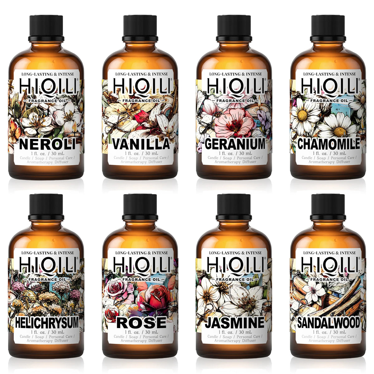 HIQILI New 30ml Perfume Oil Series, Vanilla/Lavender/Rose/Sandalwood 100% Natural Extract Perfume Oil, For Home Use, Humidifier