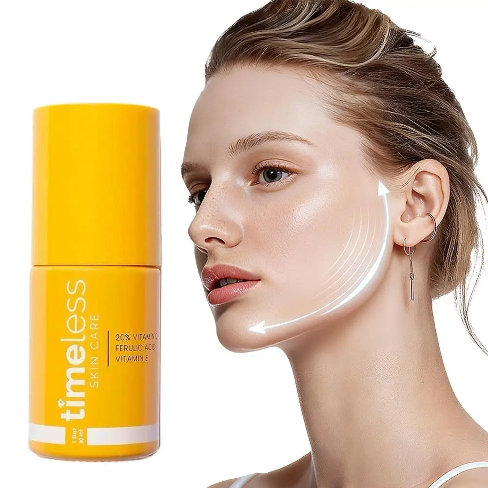Timeless VC Serum with Ferulic Acid Antioxidant Wrinkle Resistant Hydrating Firming Reduce Fine Lines Essence for Brightens Skin