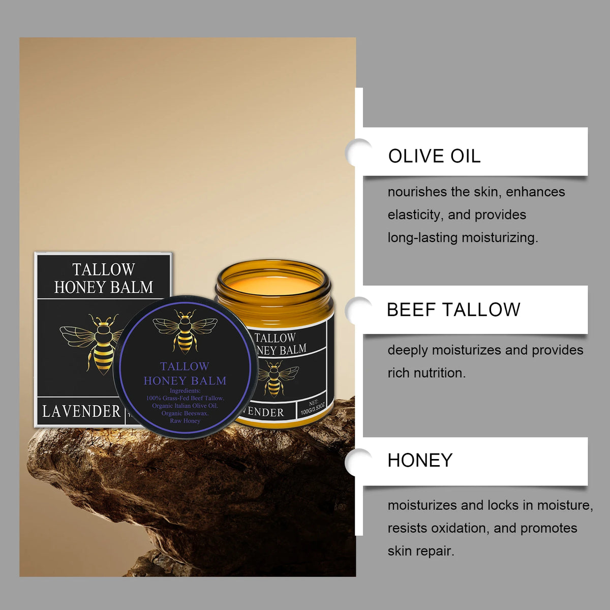 Beef Tallow Honey Cream Brightening Fade Dark Spots Remove Melanin Firming Non-Greasy Lasting Moisturizing Soothing Body Lotion