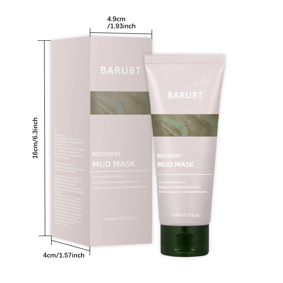 Soothing Mud Mask Mud Clay-Moisturizing Deep Pores Mild Exfoliating Cleansing Milk Face and Body Mask, Including 91.8% Natural E