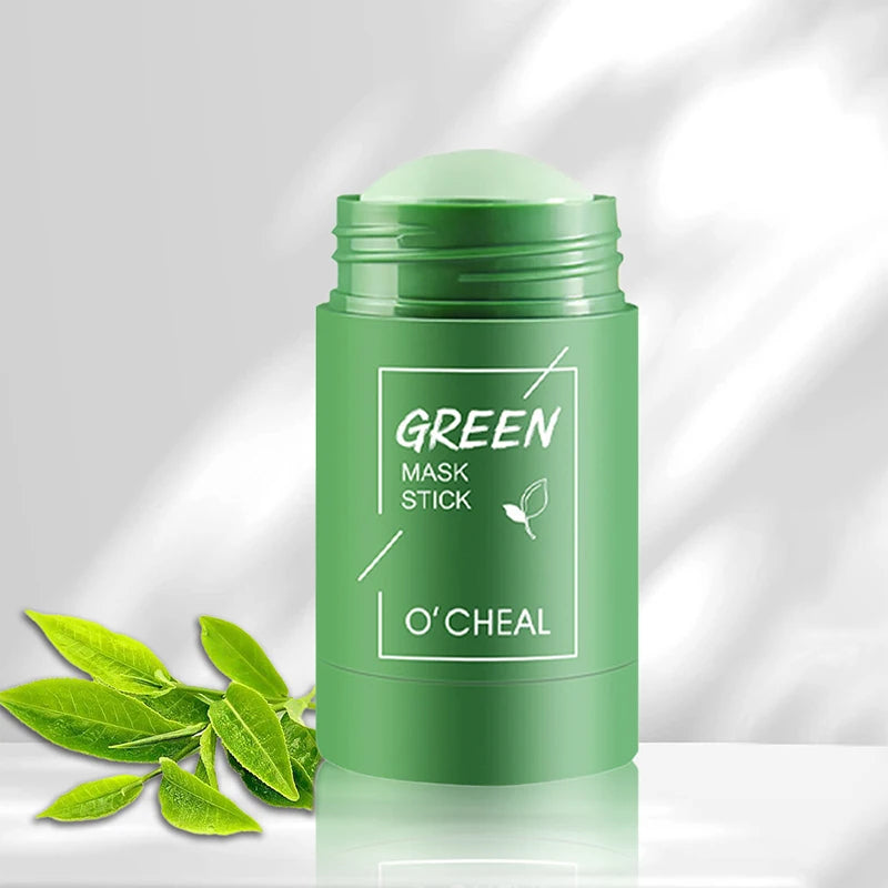 Ocheal Mask Green Tea Bamboo Charcoal Solid Facial Cleansing Stick Deep Cleansing Pores, Removes Blackheads, Controls Oil, Moisturizes and Hydrates, Smear-On Mud Mask for Men and Women.