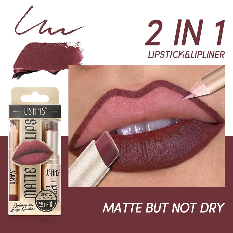 12 Color Matte Lipstick Set Long Lasting Nude Red Lipstick With Lipliner Not Dry Easy Coloring Lip Makeup Kit
