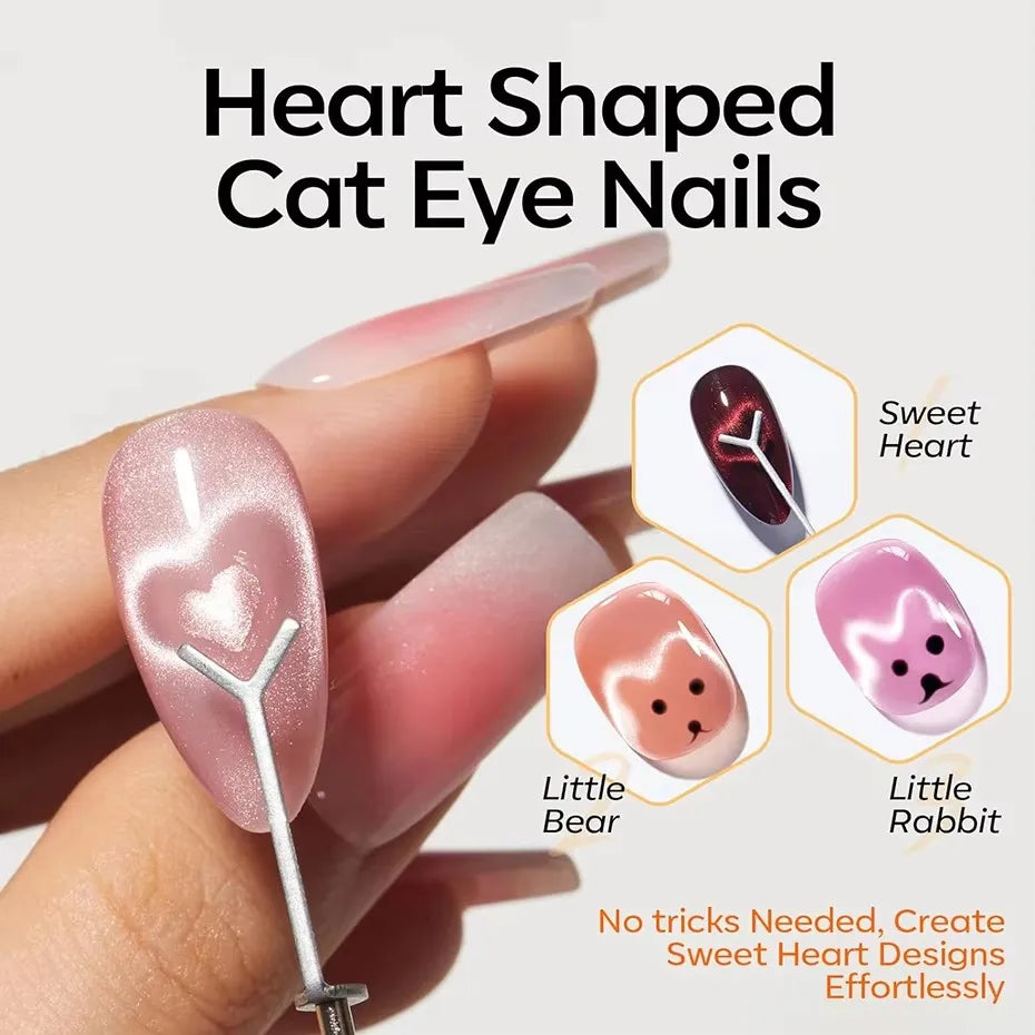 1/6Pcs Cat Eye Nail Magnet Tool Set Cat Eye Heart Magnets Nail Magnet Stick Cat Eye Gel Polish Magnets Tools Manicure