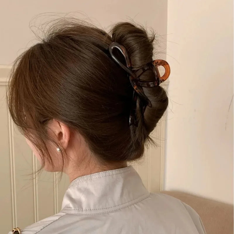 13cm Acrylic Ribbon Bow Hair Claw Glossy Crab Hair Clip Shark Ponytail Holder Barrettes Headwear for Women Hair Accessories
