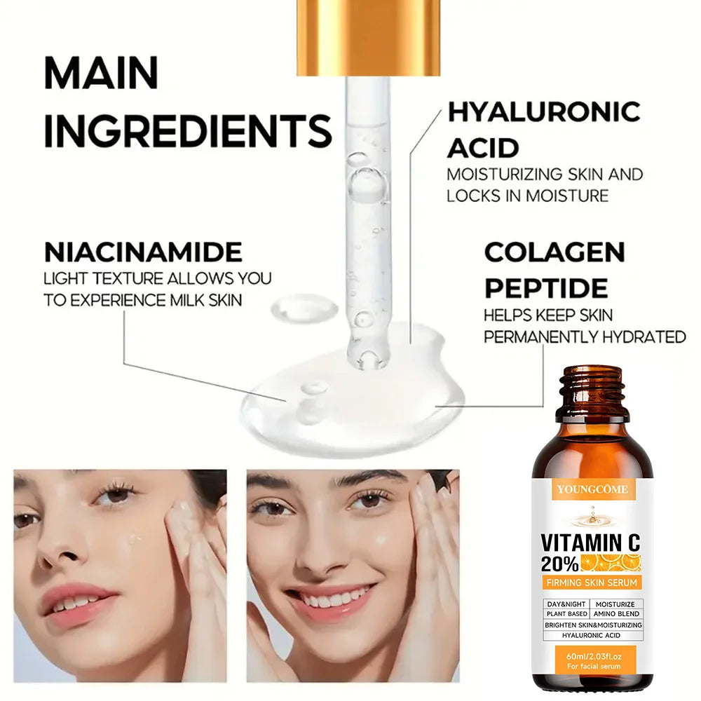 YOUNGCOME Premium 20% Vitamin C Serum For Face with Hyaluronic Acid, Retinol - Boost Skin Collagen, Anti Aging & Wrinkle Facial