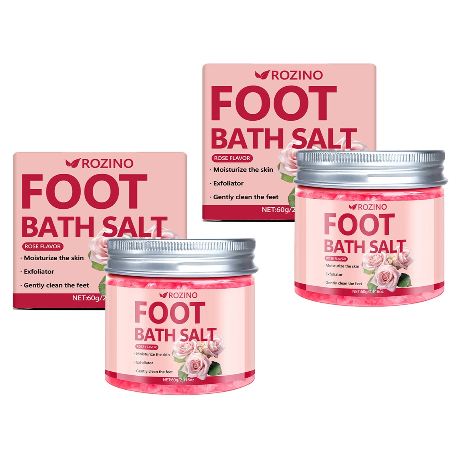 60g Rose Infused Sea Salt Bath Salt Removes Dead Skin Rich In Rose Extract Deep Cleansing Soak Salt for Manicure Pedicure