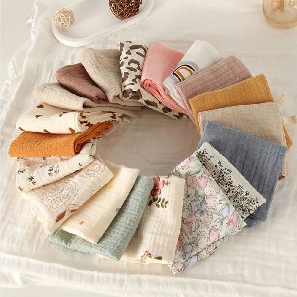 Portable High Quality 4-Layer Pure Cotton Cotton Washcloth Absorbent Soft Square Towels Gauze Cotton Towels Newborn Burp Cloth