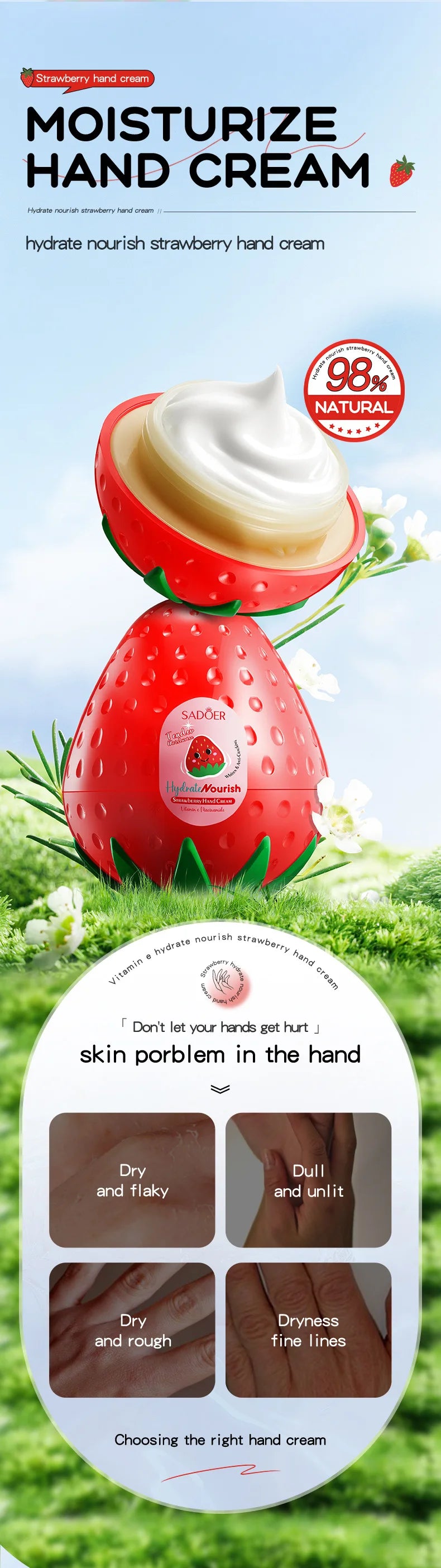 SADOER Mango Peach Aloe Vera Lemon Fruit Hand Cream Moisturizing Brightening Repairing Hand Creams For Hands Skin Care
