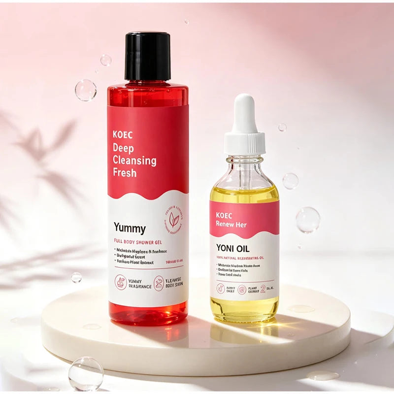 Women PH Balancing Cleansing Wash Shower Gel Set Natural Plant Extract Aloe Vera Gentle Intimate Care Daily Refreshing Body Care