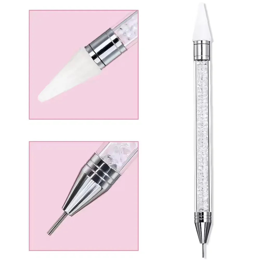 1pc Wax Nail Rhinestone Picker Dotting Pen Dual-ended Wax Pencil For Rhinestones Tip Crystal & Gem Nail Art Tool for DIY Manicur
