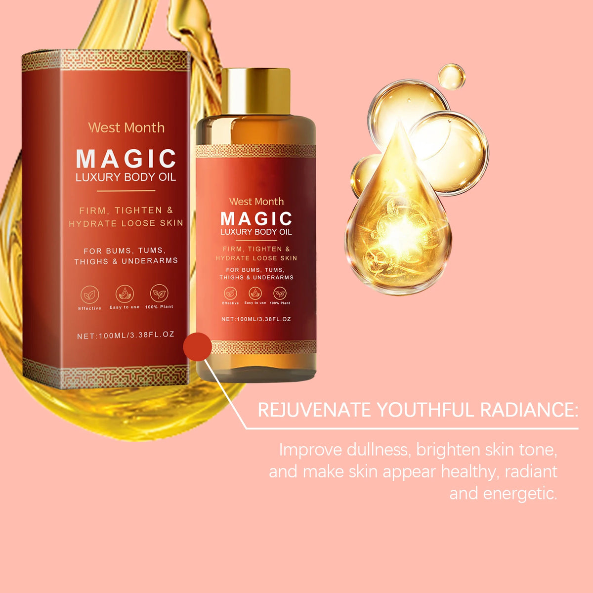 West&Month Daily Hydration Body Moisturizing Oil Firming Radiance-Boosting Moisturizer for Body Massage