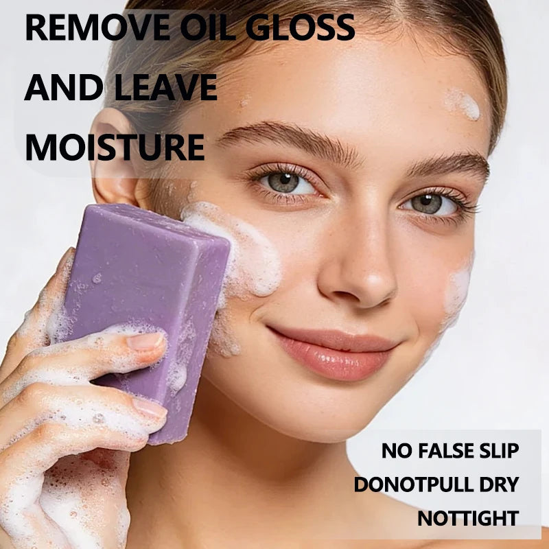 2Pcs Seaweed and Lavender Particle Soap, Rich in Seaweed, Shea Butter, Glycerin and Other Ingredients, Gently Cleanses the Face