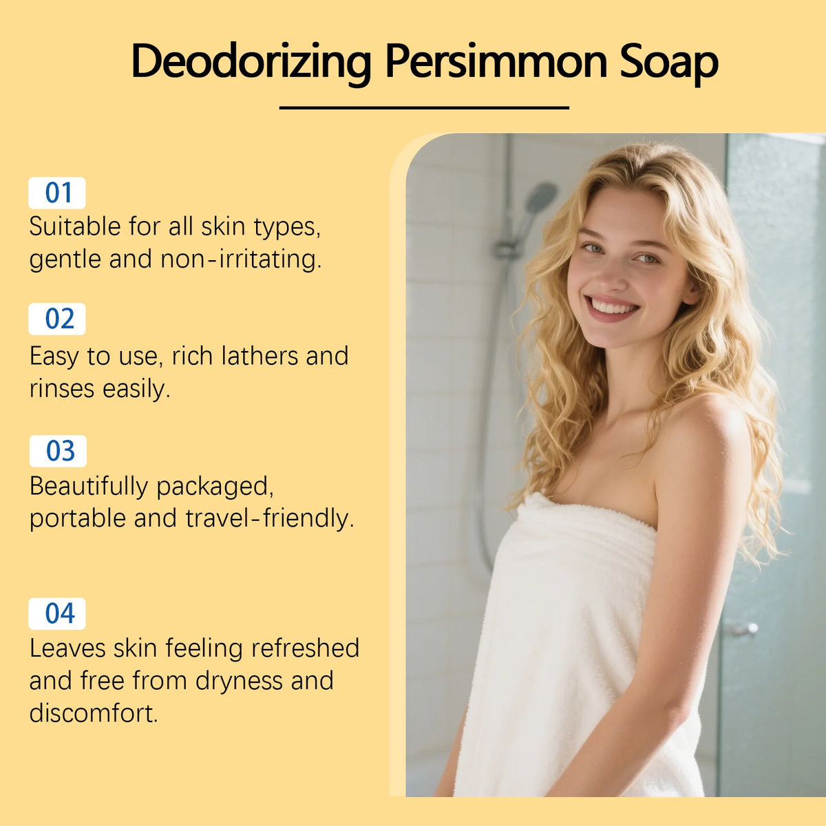 Persimmon Body Cleansing Soap Keep Brightening Improve Odor Deeply Nourish Reduce Dark Acne Removal Care Soap For Women Man 100g