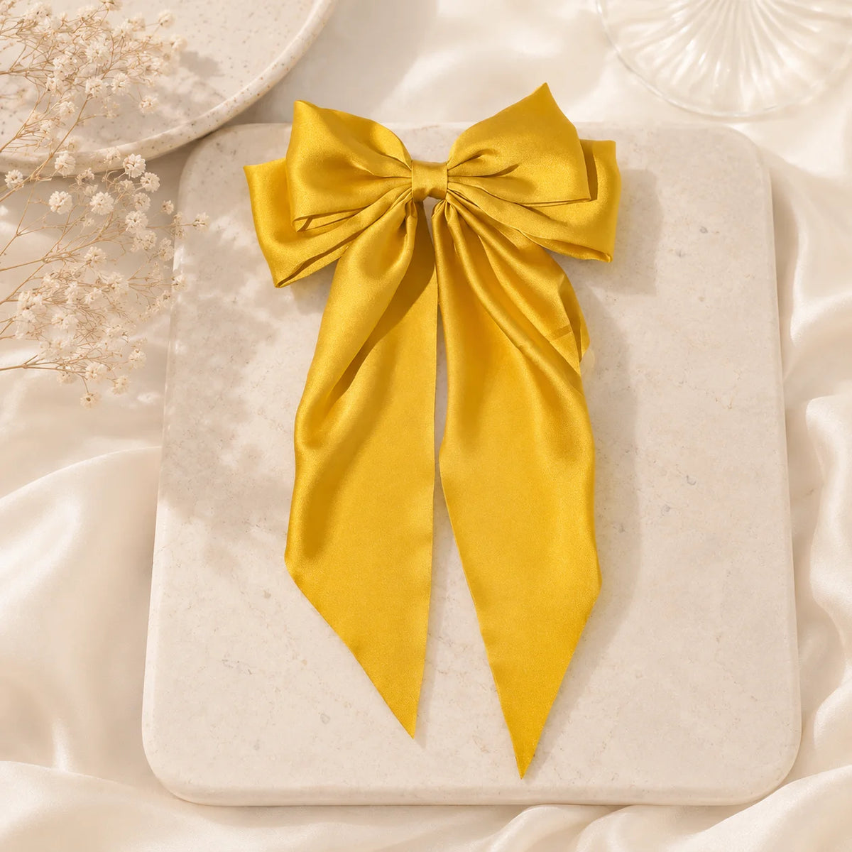 Large Satin Bow Hair Clip Women Korean Style Ribbons Bowknot Spring Clip Non Slip Hair Accessories for Girls Party Clamp Femme