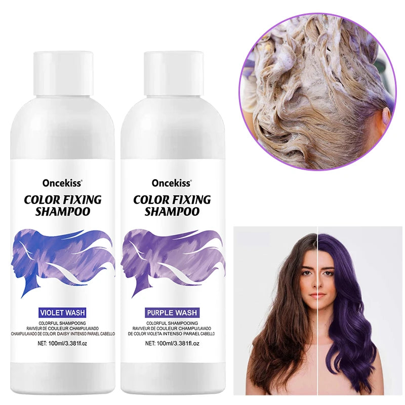 100Ml Color Fixing Purple Shampoo Lock Color Cover Gray Hair Fade Yellow After Bleach Hair Dye Long Lasting Non-irritating Care