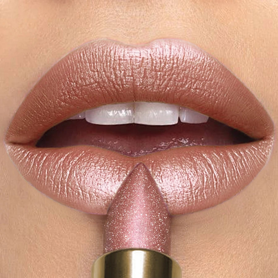 16 Colors 1PC Metallic Glitter Shiny Lipstick Lip Tint, Waterproof Senior Matte Lip Makeup Gifts for Women Cosmetic Lip Glaze