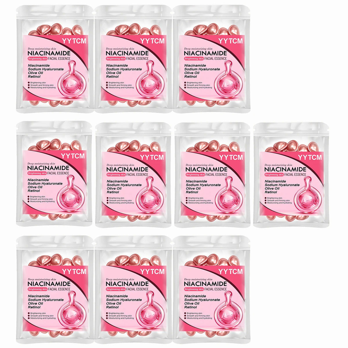 Niacinamide Facial Essence Capsules, Containing Retinol, Olive Fruit Oil, Gardenia Extract, Brighten Skin Tone, Moisturize and Hydrate, Smooth and Refine Skin (0.5Gx30 Capsules)/Bag-1 Bag