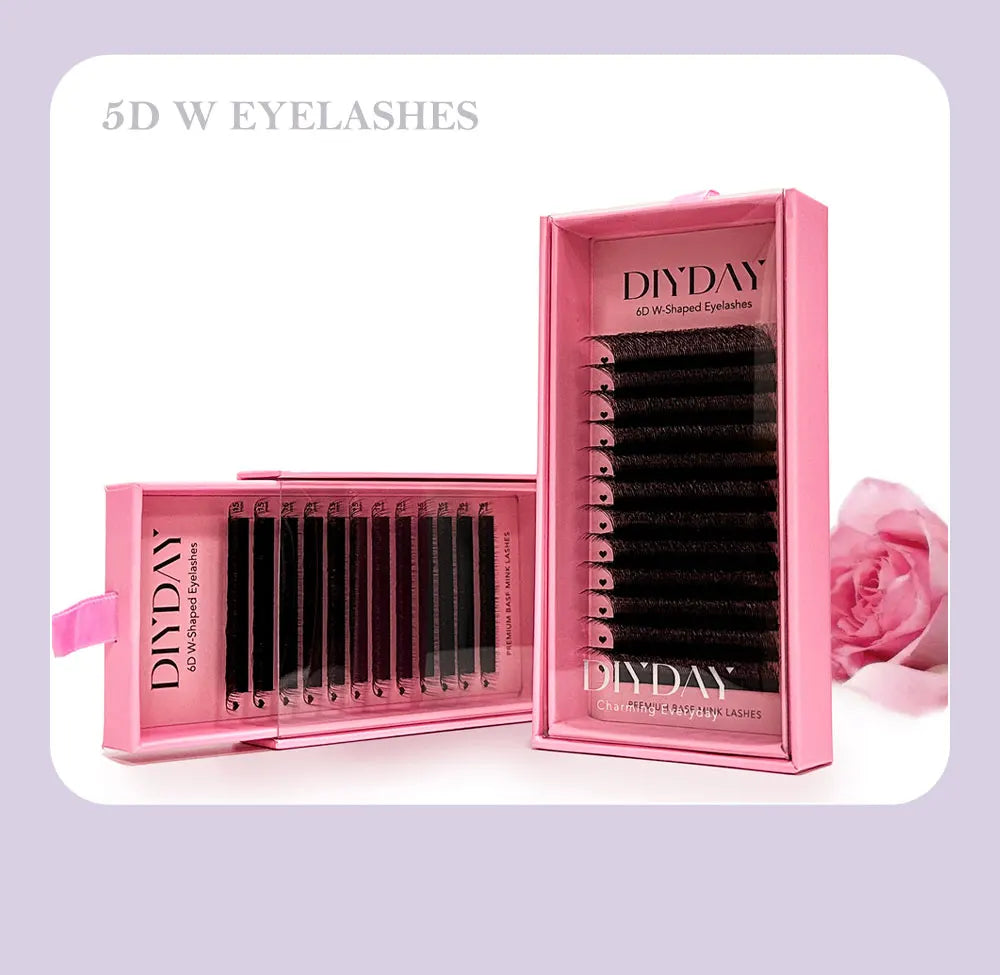 DIYDAY W Shape Eyelash Extension 3d 4d 5d 6d 7d 8d W-Shaped Eyelashes Premade Fans Individual BASF Mink Faux Lashes