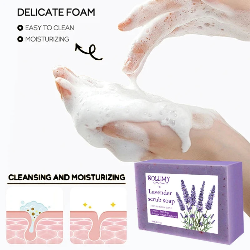 2Pcs Seaweed and Lavender Particle Soap, Rich in Seaweed, Shea Butter, Glycerin and Other Ingredients, Gently Cleanses the Face