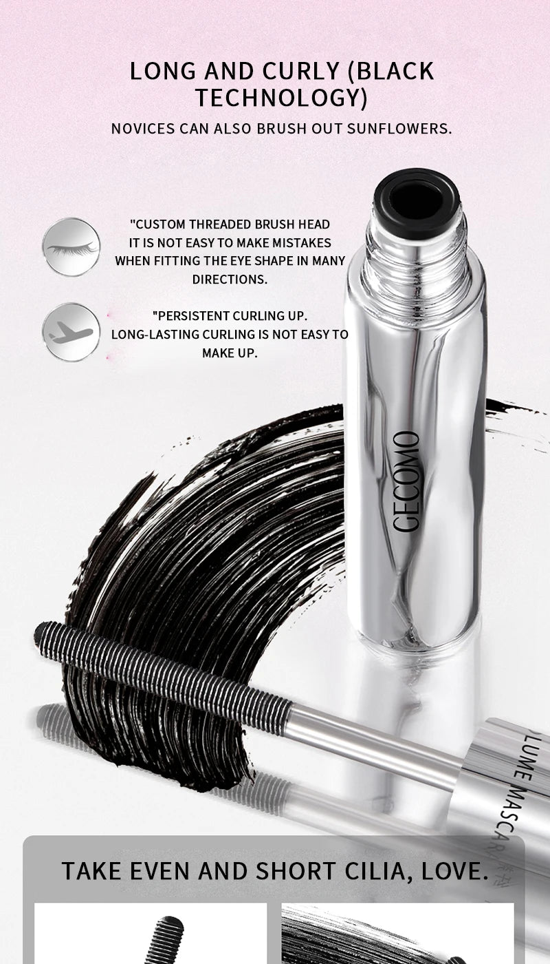 Long-lasting curling mascara Waterproof and sweat-proof Separates each lash Thick and voluminous Steel tube mascara