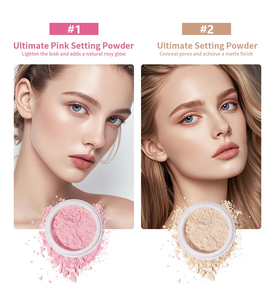 Setting Powder long-Lasting Matte Pink Finish Oil Control Makeup Fixation Removal Pore Modification Setting Cosmetics one size