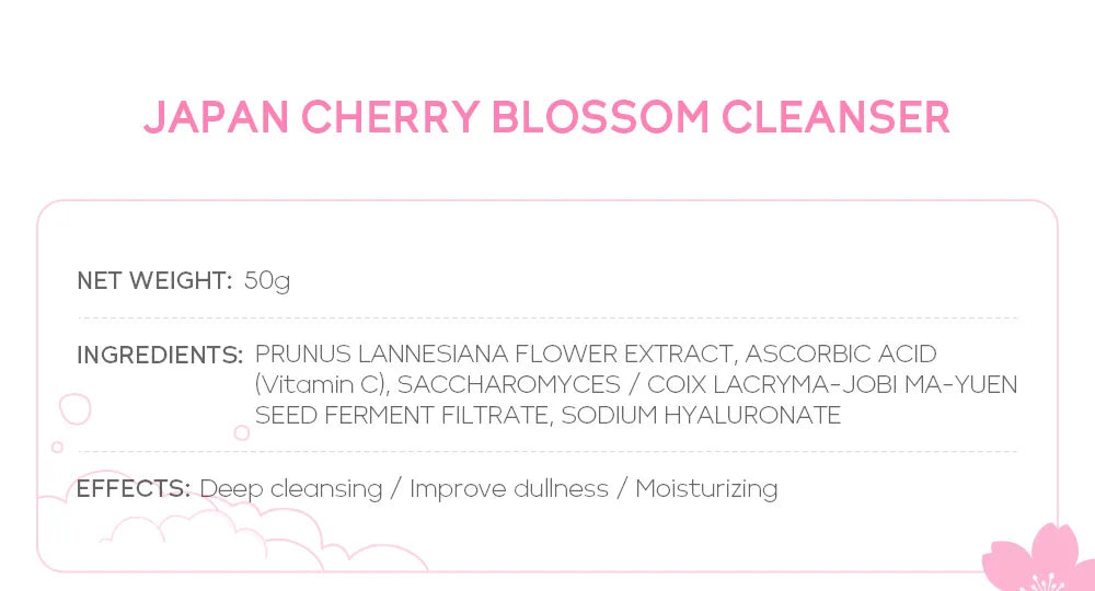 Sakura Gentle Facial Foaming Cleanser Shrink Pores Deep Clean Oil Control Reduce Blackhead Moisturizing Facial Skin Care