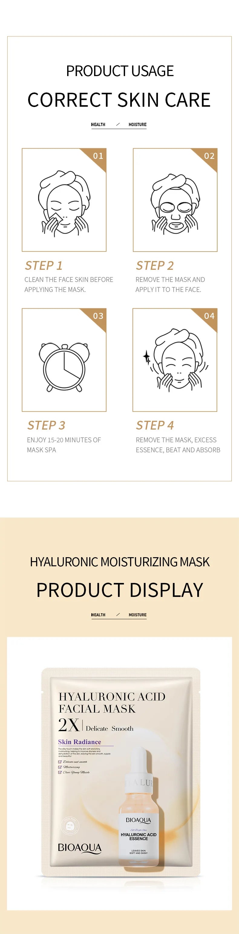 20pcs/5pcs Centella Collagen Face Mask VC Moisturizing Refreshing Sheet Masks Hyaluronic Acid  Facial Mask Skin Care Products