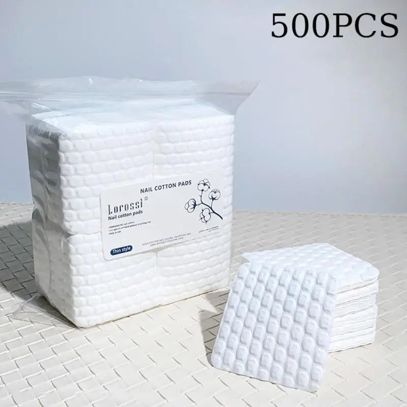 ●200/500Pcs White Nail Cotton Pad  For Nail Wipe Lint-Free Nail CottonGel Polish RemoverNail Art Cleaning Tool