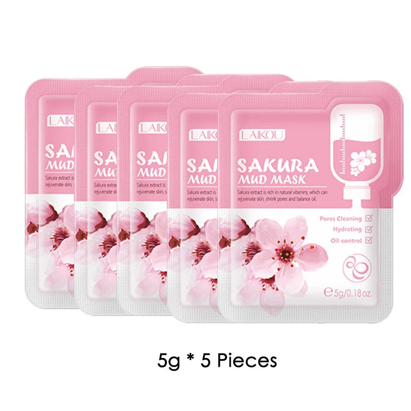 5pcs LAIKOU Eggplant Mud Mask Oil Control Moisturizing Anti-Acne  Anti Wrinkle Whitening Cleansing Clay Mask Skin Care Face Mask