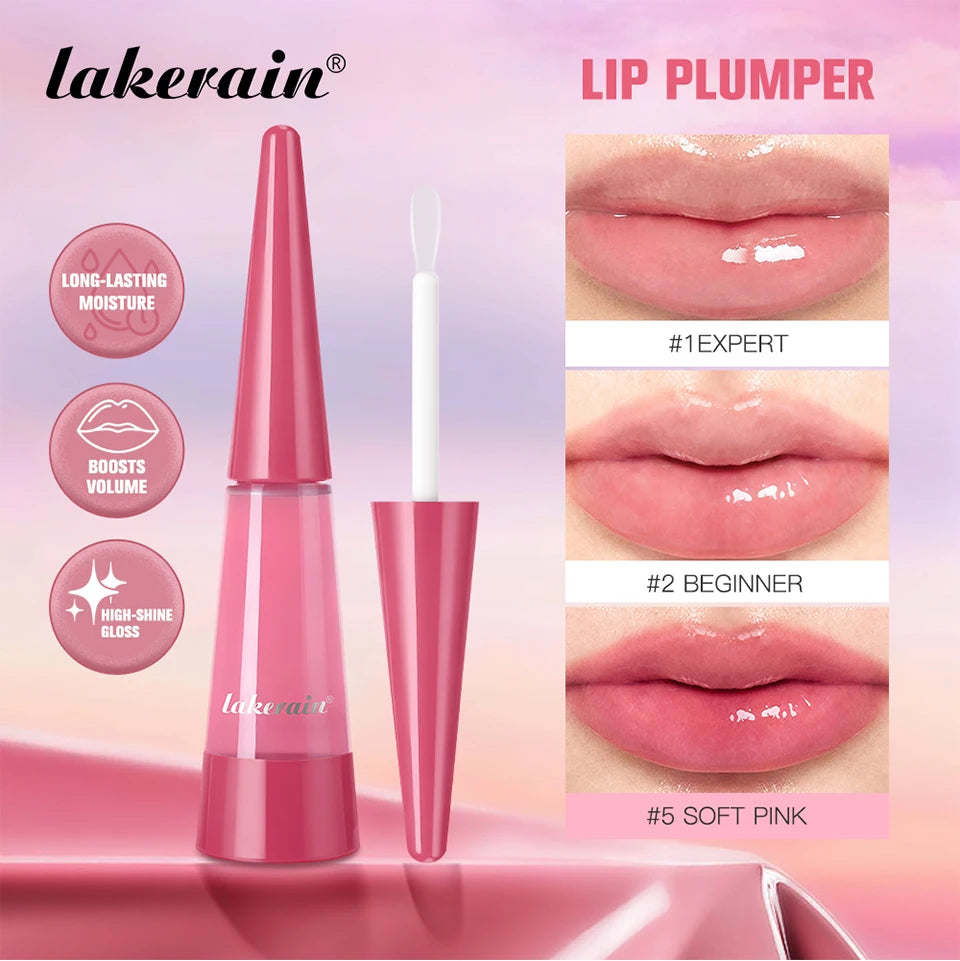 Lakerain Lip Plumper Moisturizing Lip Gloss Transparent Plump Lips Care Lip Stuffer Gift Korean Cosmetics