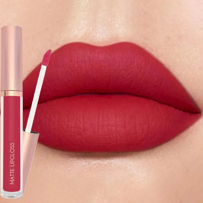 12 Colors Matte Velvet Sexy Lip Gloss Waterproof Long-Lasting Non-stick Cup Lip Glaze Nude Liquid Lipstick Lips Makeup Cosmetics