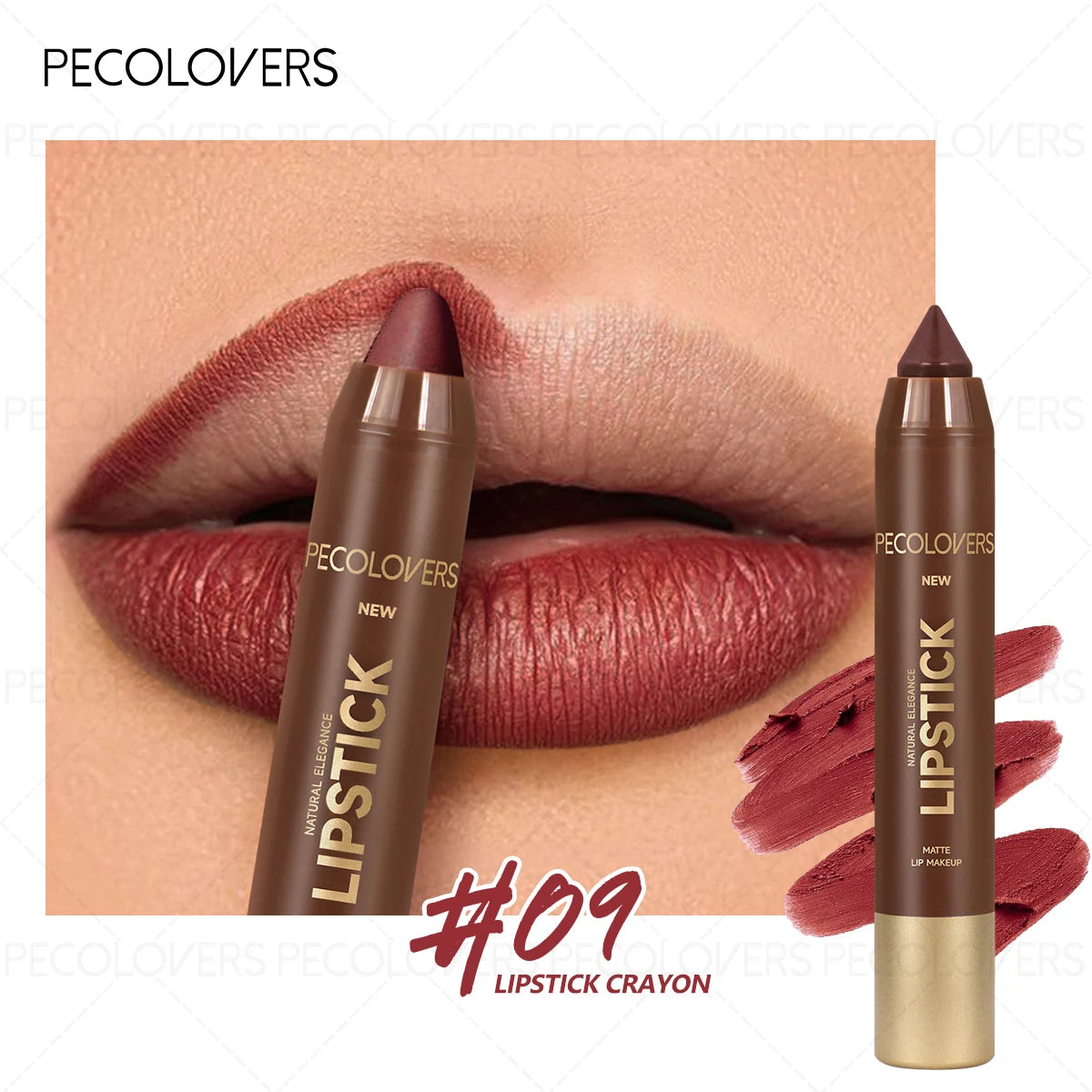 1PC Brown Matte Lip Liner Crayon, Smooth Application, Highly Pigmented, Long-lasting Wear, Lip Cosmetics