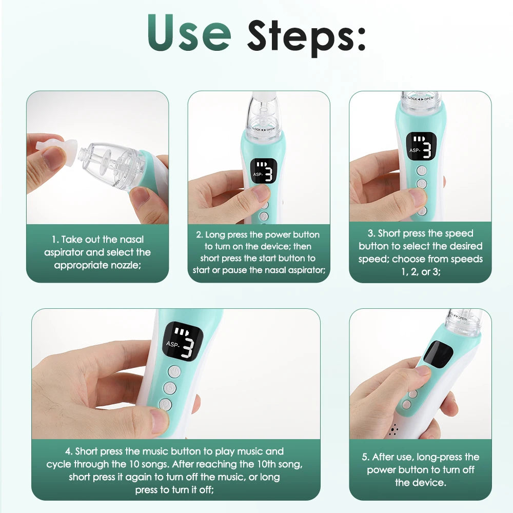 2026 New Electric Pattern Baby Nasal Aspirator Rechargeable  Newborn Nasal Cleaner Suck Out Nasal Mucus Prevent  Congestion