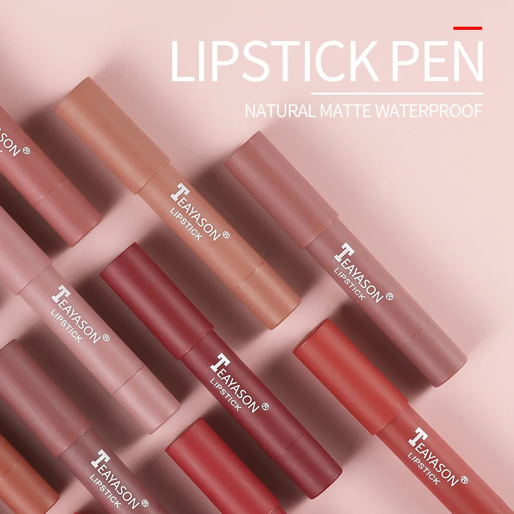Nude Velvet Matte Lipstick Pen Lasting Waterproof Color Rendering Non-stick Cup Lipstick Pencil Lipliner Women Makeup Lip Stain